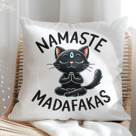 Cojín Decorativo "Namaste Madafakas", curiosos amantes de un gato