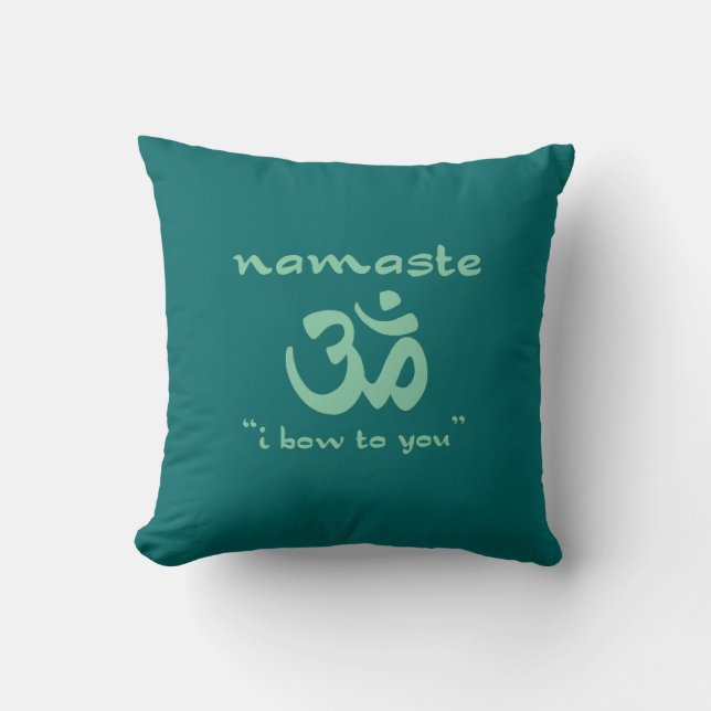 Cojín Decorativo Namaste - me inclino ante ti (en verde) (Anverso)