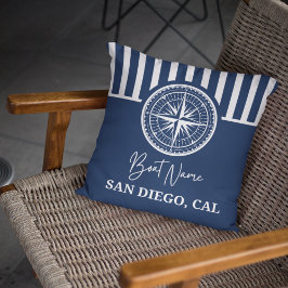 Cojín Decorativo Name of your boat Nautical Compass