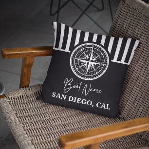 Cojín Decorativo Name of your boat Nautical Compass