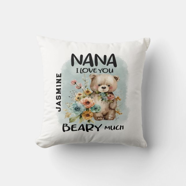 Cojín Decorativo Nana te amo mucho - nombre personalizado (Anverso)