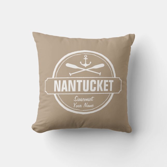Cojín Decorativo Nantucket, MAMÁES personalizó el ancla conocida, (Anverso)