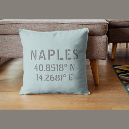 Cojín Decorativo Nápoles Italia Coordenadas de latitud y longitud