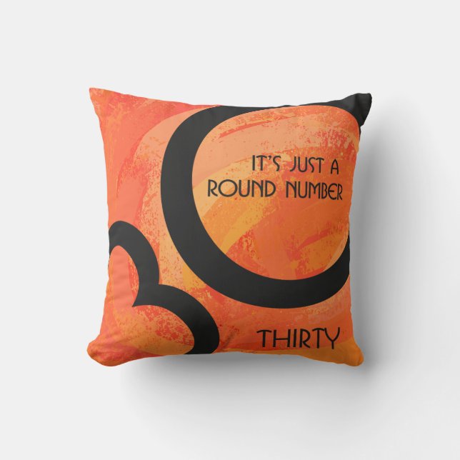 Cojín Decorativo Naranja 30 Década Cumpleaños (Anverso)