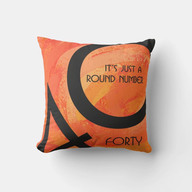 Cojín Decorativo Naranja 40 Década Cumpleaños (Anverso)