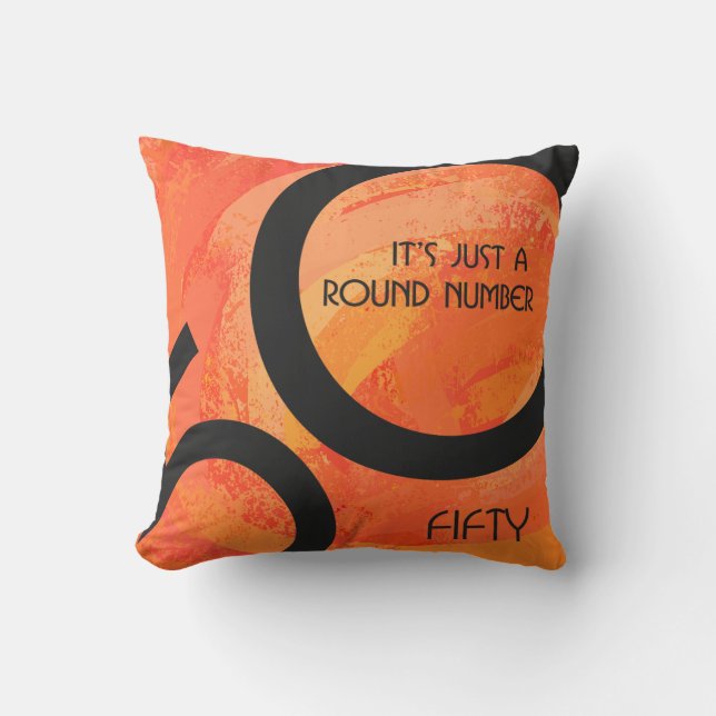 Cojín Decorativo Naranja 50 Década Cumpleaños (Anverso)