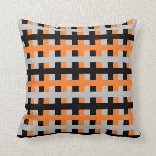 Cojín Decorativo Naranja abstracto, gris y negro