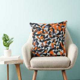 Cojín Decorativo Naranja abstracto y arte geométrico negro