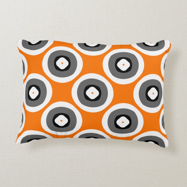 Cojín Decorativo Naranja alegre blanco negro (Reverso)