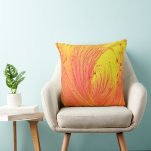 Cojín Decorativo Naranja amarillo abstracto Jardín encantado