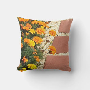Cojín Decorativo Naranja amarillo bonito Marigold Flores Pillow