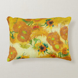 Cojín Decorativo Naranja amarillo de arte moderno girasoles pintura
