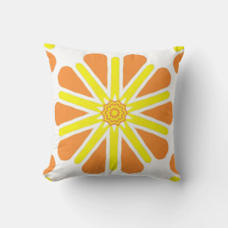 Cojín Decorativo Naranja Amarillo Energía Sol Burst Kaleidoscope Pi