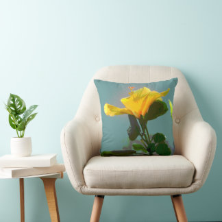 Cojín Decorativo Naranja amarillo Hibiscus Flower
