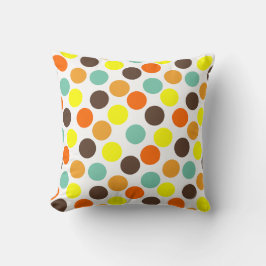 Cojín Decorativo Naranja, amarillo, marrón, puntos azules