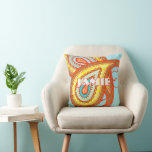 Cojín Decorativo Naranja amarillo moderno Aqua Mint Paisley Pillow<br><div class="desc">Monograma Casa de la Monografía Rosa y Naranja de Taupe Persimmon Patrón Paisley Moderno Regalos Modernos Naranja Rojo Rosado Rojo Persimmon Aqua Mint Paisley Invitaciones a la boda</div>