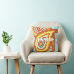 Cojín Decorativo Naranja amarillo moderno Aqua Mint Paisley Pillow<br><div class="desc">Monograma Casa de la Monografía Rosa y Naranja de Taupe Persimmon Patrón Paisley Moderno Regalos Modernos Naranja Rojo Rosado Rojo Persimmon Aqua Mint Paisley Invitaciones a la boda</div>
