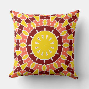 Cojín Decorativo Naranja Amarillo negrita Mandala geométrica