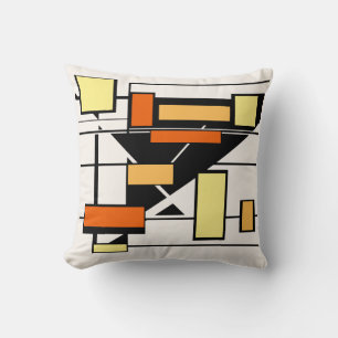 Cojín Decorativo Naranja amarillo negro sobre formas geométricas bl