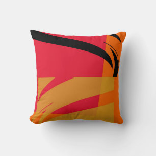 Cojín Decorativo Naranja amarillo Retro rosa Resumen Art Decó