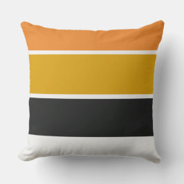 Cojín Decorativo Naranja amarillo y rayas grises