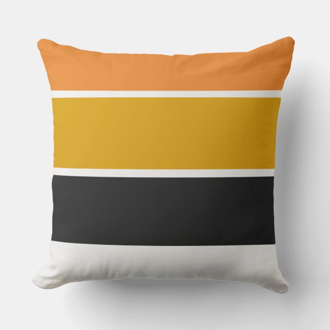 Cojín Decorativo Naranja amarillo y rayas grises (Anverso)
