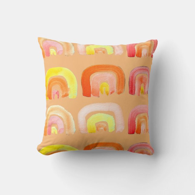 Cojín Decorativo Naranja arco iris bonito arte retro (Anverso)