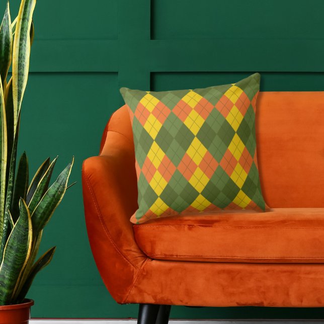Cojín decorativo Naranja Argyle Green Gold (Subido por el creador)
