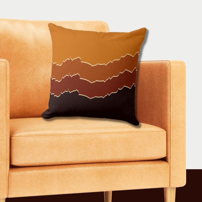Cojín Decorativo Naranja arrancado y franjas negras (Orange Irregular Stripes Pattern Pillow)