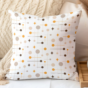 Cojín Decorativo Naranja atómico retro de mediados de siglo Brown B