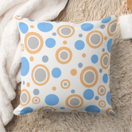 Cojín Decorativo Naranja Azul Blanco Plata Lunares