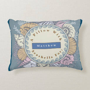 Cojín Decorativo Naranja azul de Seashells personalizado reversible