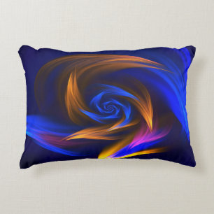Cojín Decorativo Naranja azul forma vórtice abstracto