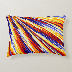 Cojín Decorativo Naranja azul Lápiz geométrico abstracto amarillo