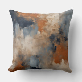 Cojín Decorativo Naranja Azul Marino Abstracto Desgastado