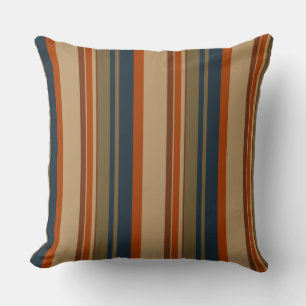 Cojín Decorativo Naranja azul y rayas de oliva