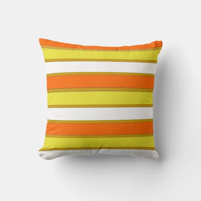 Cojín Decorativo Naranja, banda amarilla y blanca Pillow (Anverso)