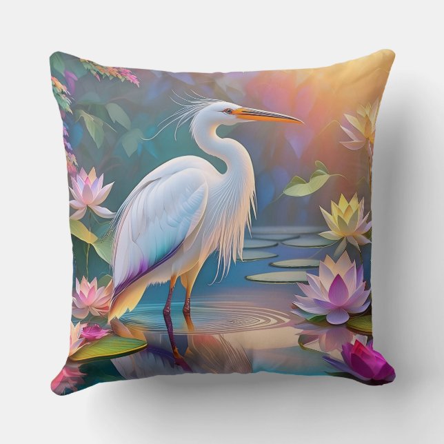 Cojín Decorativo Naranja Billing White Heron Fantasy Bird (Reverso )