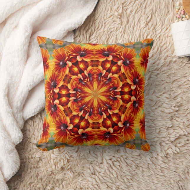 Cojín Decorativo Naranja Black Eyed Susan Daisy Resumen (Manta)