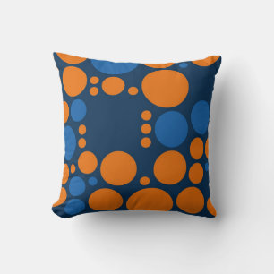 Cojín Decorativo Naranja Blue Big Polka Dots