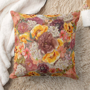 Cojín Decorativo Naranja Borgoña Cream Floral Khaki otoño