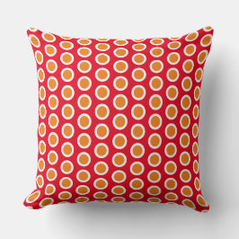 Cojín Decorativo Naranja Brillante Festivo Baldosas Blancas en Rojo