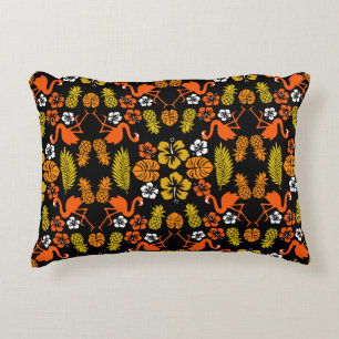 Cojín Decorativo Naranja brillante Floral Tropical Patterado
