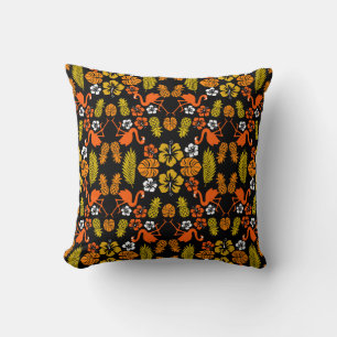 Cojín Decorativo Naranja brillante Floral Tropical Patterado