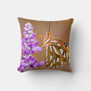 Cojín Decorativo Naranja brillante mariposa fritillera del Golfo