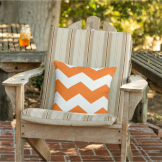 Cojín Decorativo Naranja brillante Patrón moderno Zig Zag Chevron