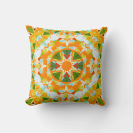 Cojín Decorativo Naranja brillante Vibrante Estrella Verde Boho Máx