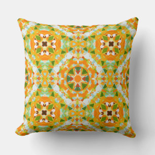 Cojín Decorativo Naranja brillante Vibrante Estrella Verde Boho Máx