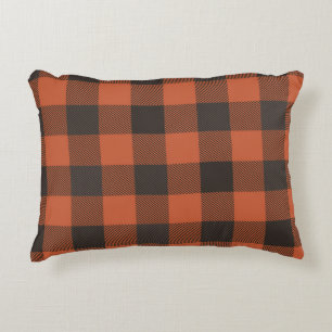Cojín Decorativo Naranja Brillante Y Placa Negra