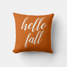 Cojín Decorativo Naranja cálido Hola otoño tipografía moderna